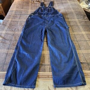 Mens Dickies Denim Carpenter Bib Overalls Size 44X30 Workwear Farmhouse Country